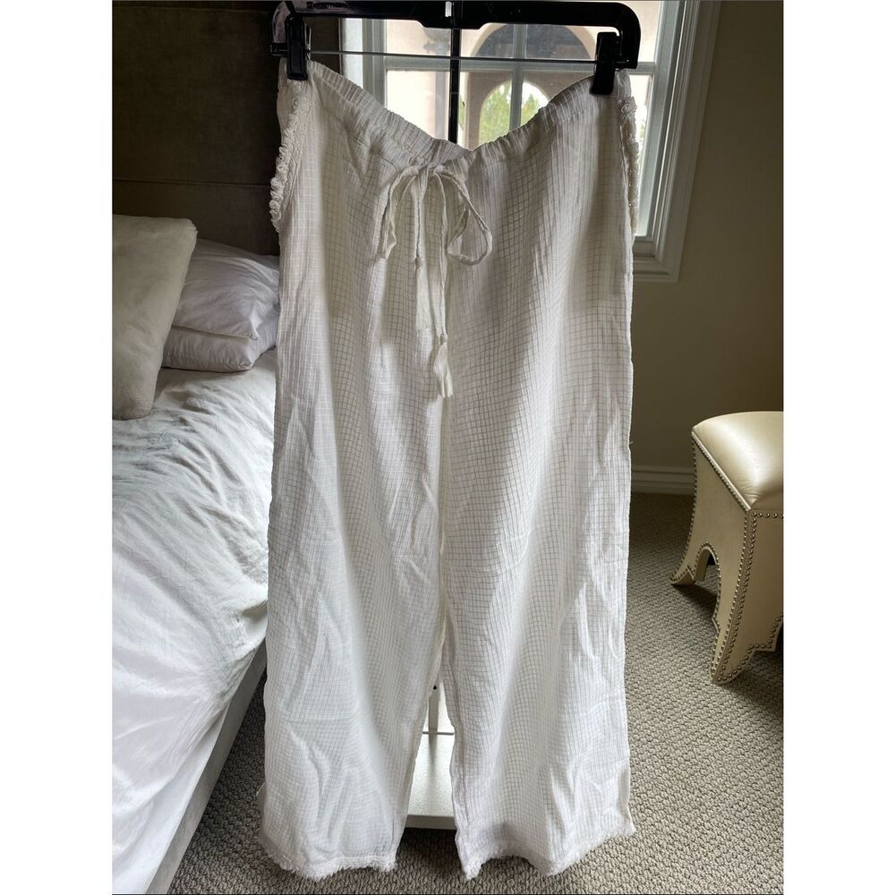 Classic White Wide-Leg Lounge Pants with Drawstring